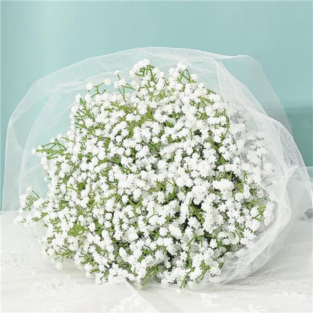 White Artificial Baby Breath Flowers 10 PCS 21 Inch Stems